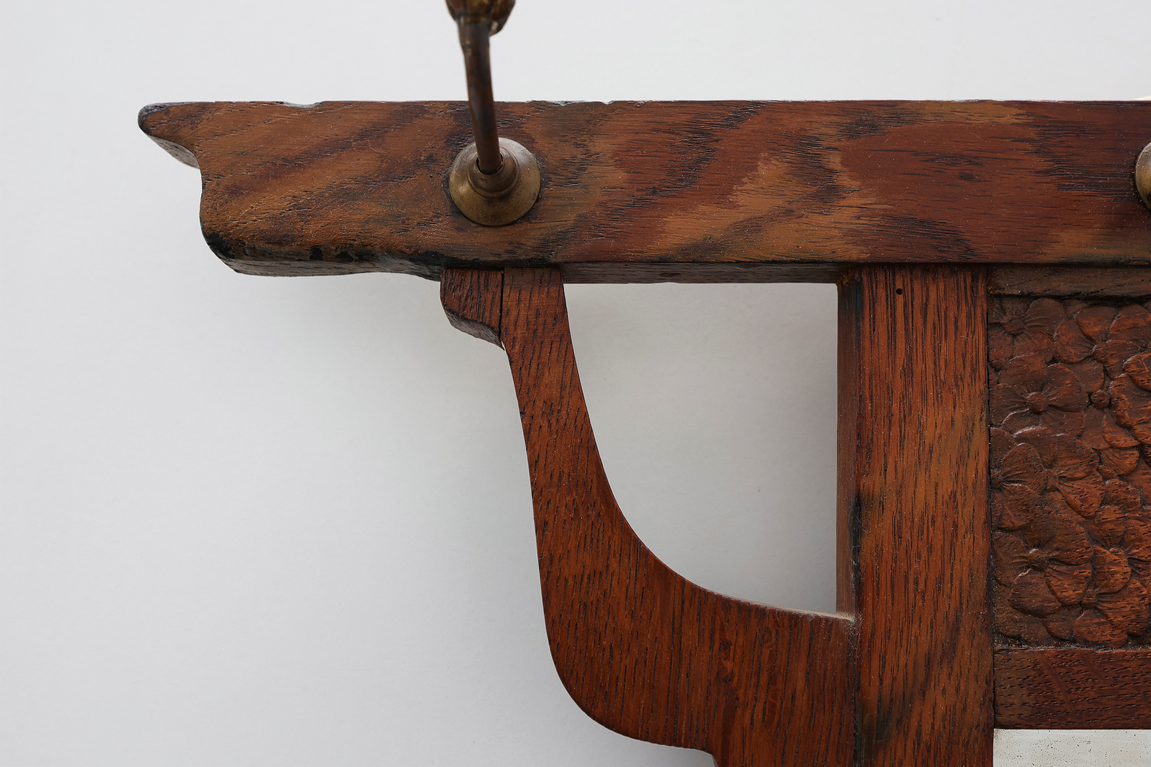 Art Nouveau Oak Coat Rack with Mirror and Floral Carvings, Belgium, circa 1910thumbnail
